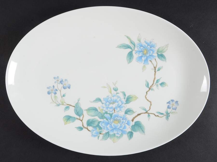 Peony (Bone) 15" Oval Serving Platter by Wedgwood-1