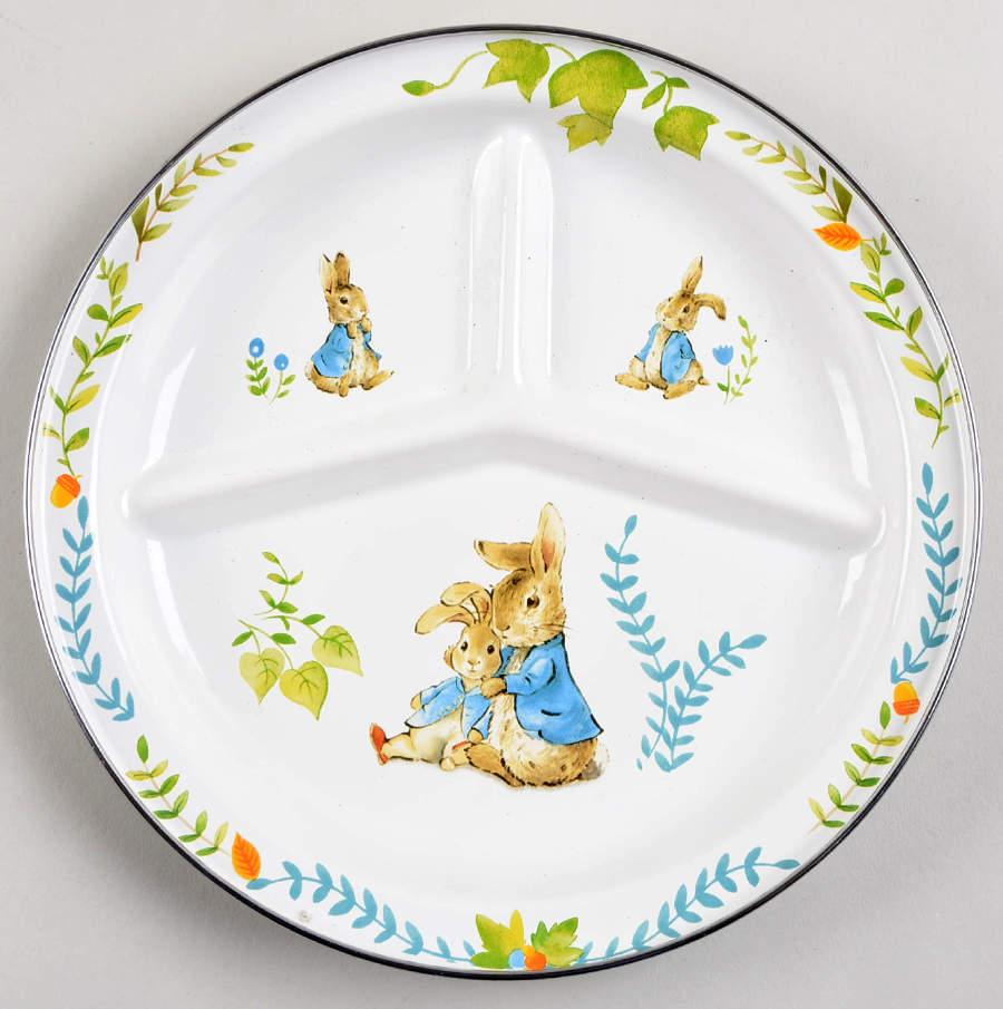 Peter Rabbit Enamel Divided Child's Plate by Golden Rabbit Enamelware-1