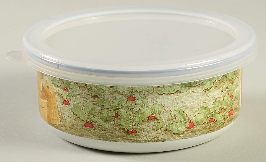 Peter Rabbit Enamel Child's Bowl & Plastic Lid by Golden Rabbit Enamelware-1