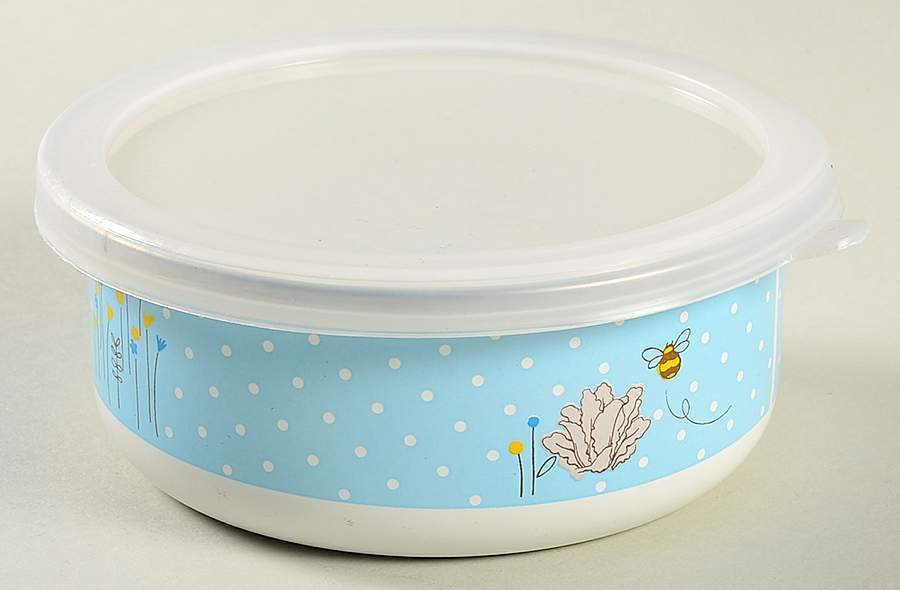 Peter Rabbit Enamel Child's Bowl & Plastic Lid by Golden Rabbit Enamelware-1