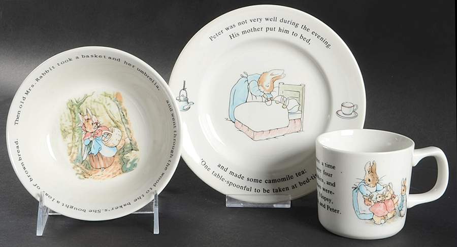 Peter Rabbit (3 Pc) No Box Child's Set/Original Series by Wedgwood-1