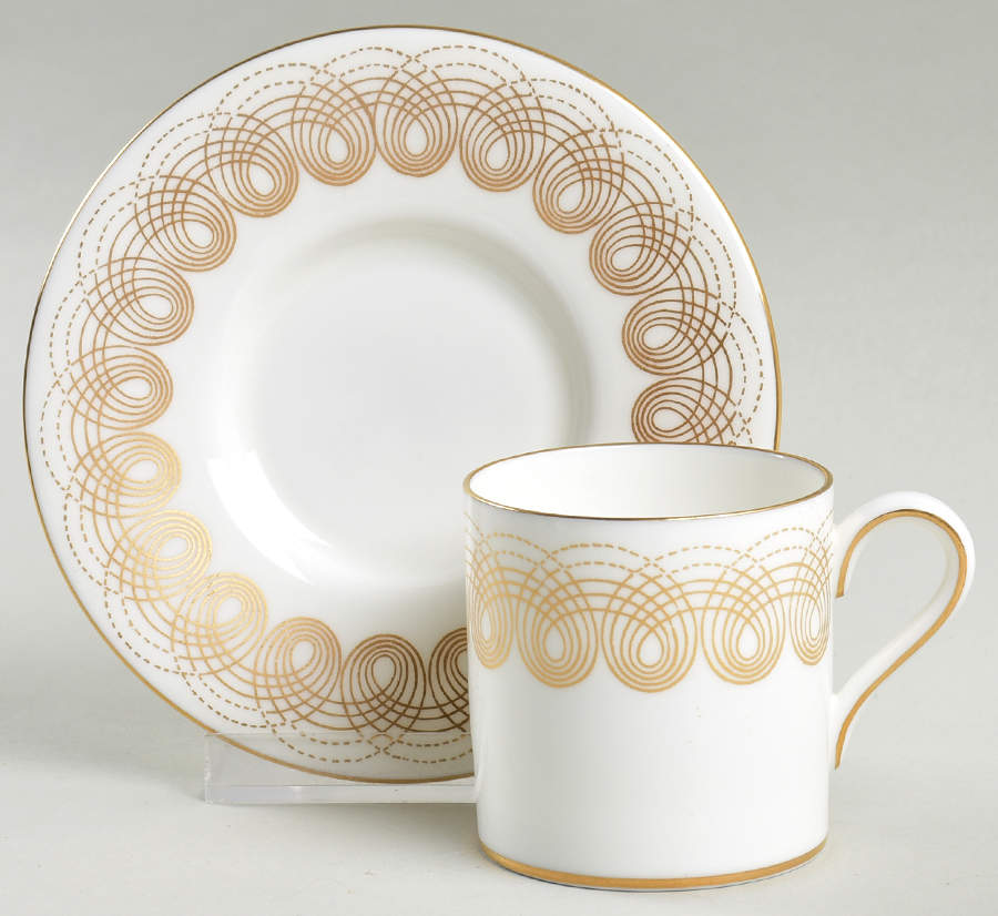 Persephone Gold Bond Shape Demitasse Cup and Saucer Set by Wedgwood-1