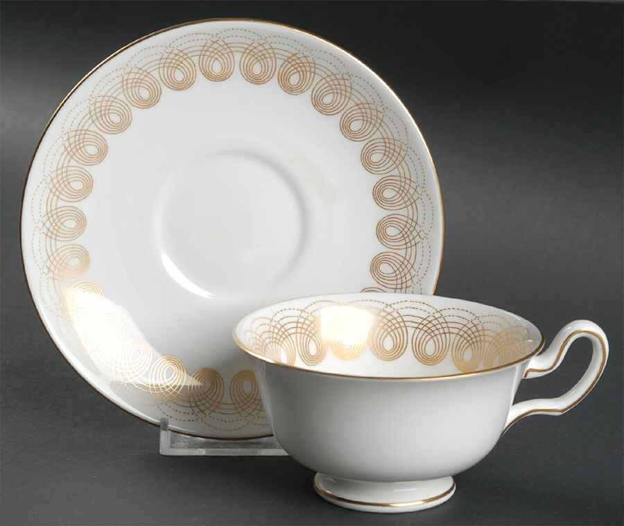 Persephone Gold Footed Cup & Saucer Set by Wedgwood-1