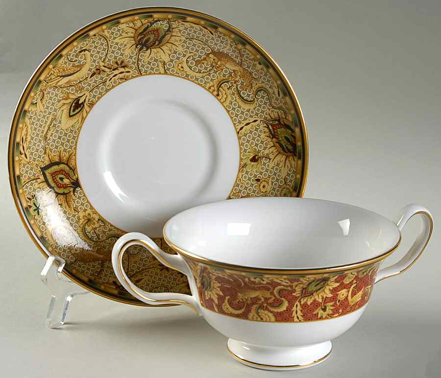 Persia (Newer, 1997) Footed Cream Soup Bowl & Saucer Set by Wedgwood-1