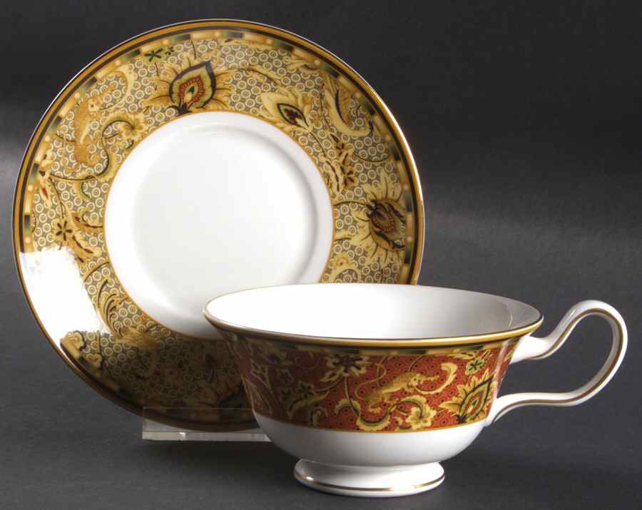 Persia (Newer, 1997) Peony Shape Footed Cup & Saucer Set by Wedgwood-1