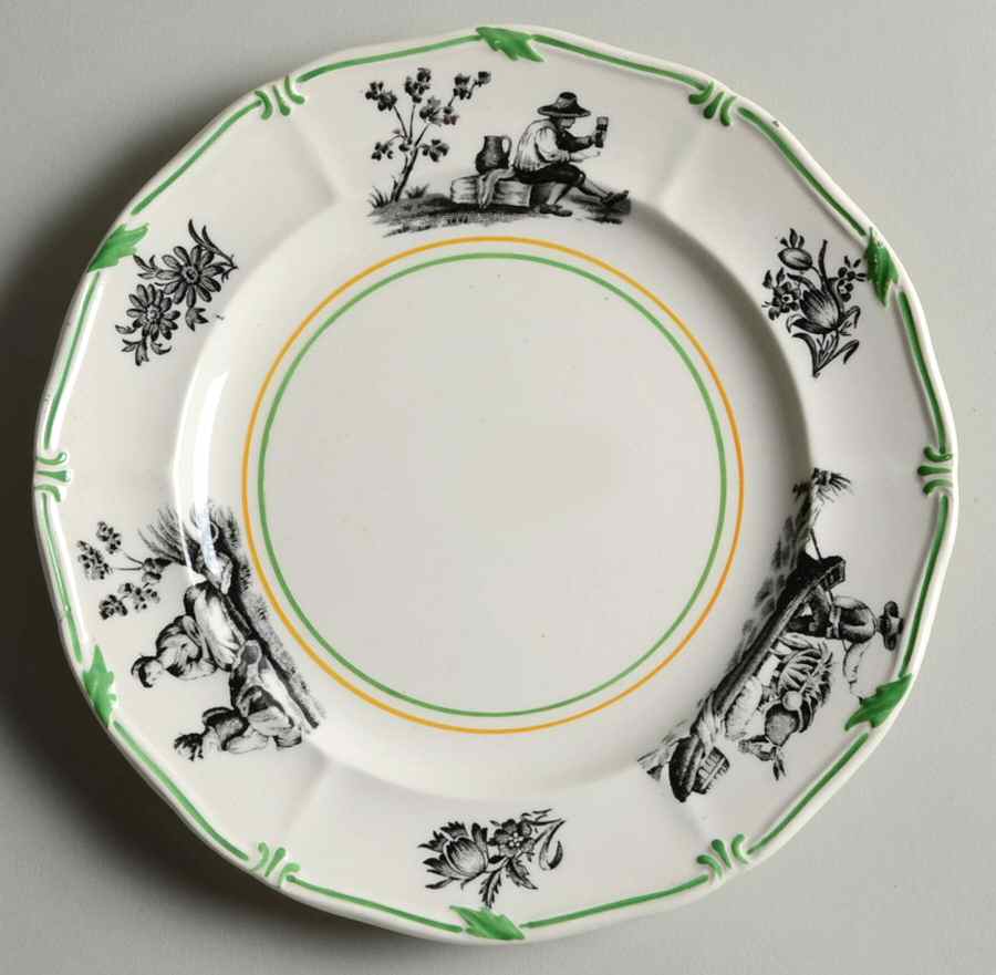 Personages Black (Green Trim) Bread & Butter Plate by Wedgwood-1