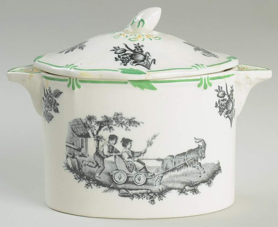 Personages Black (Green Trim) Sugar Bowl & Lid by Wedgwood-1