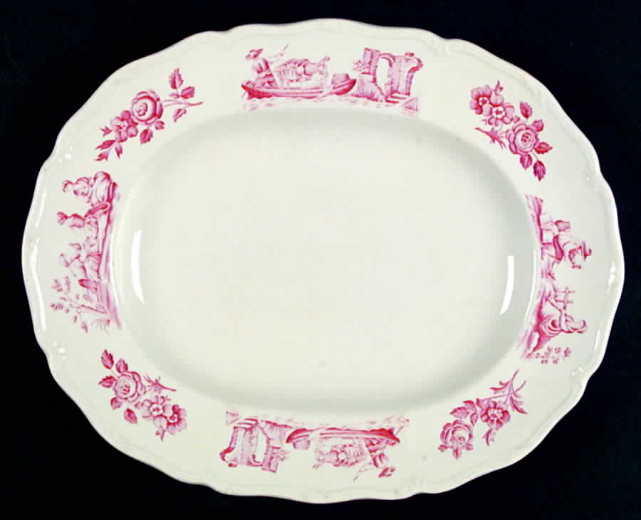 Personages Pink (No Trim) 10" Oval Serving Platter by Wedgwood-1