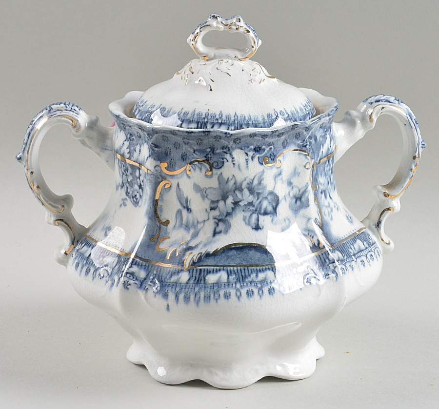 Phoebe Blue (Gold Accents, Gold Trim) Sugar Bowl & Lid by Wedgwood-1