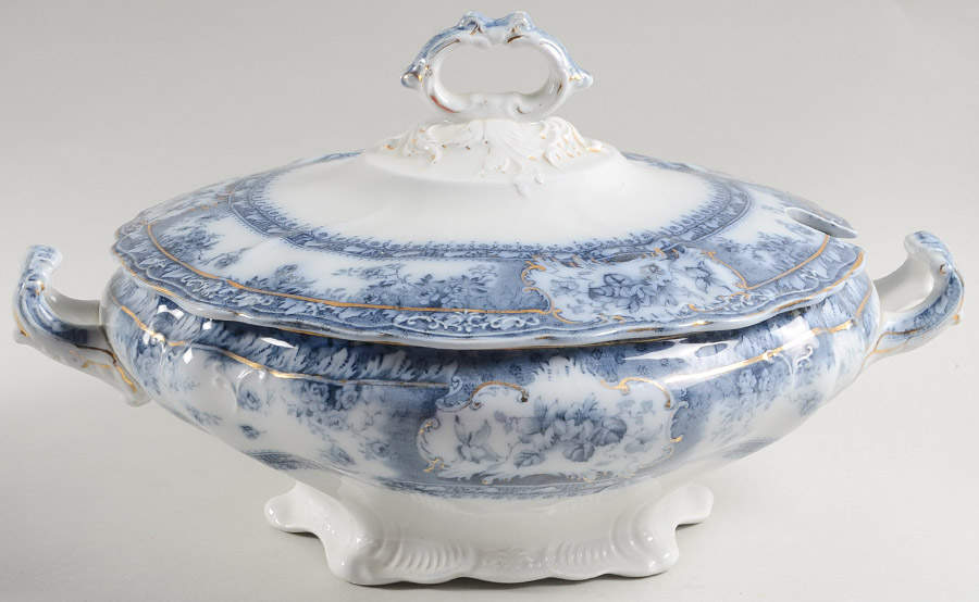 Phoebe Blue (Gold Accents, Gold Trim) Tureen &  Lid by Wedgwood-1