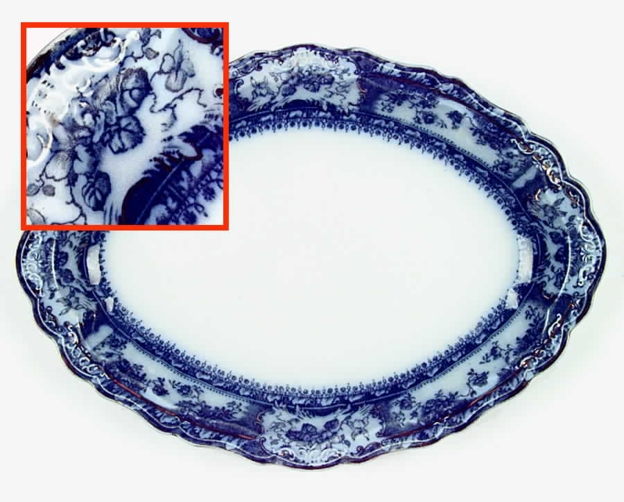 Phoebe Blue (Gold Accents, Gold Trim) 11" Oval Serving Platter by Wedgwood-1