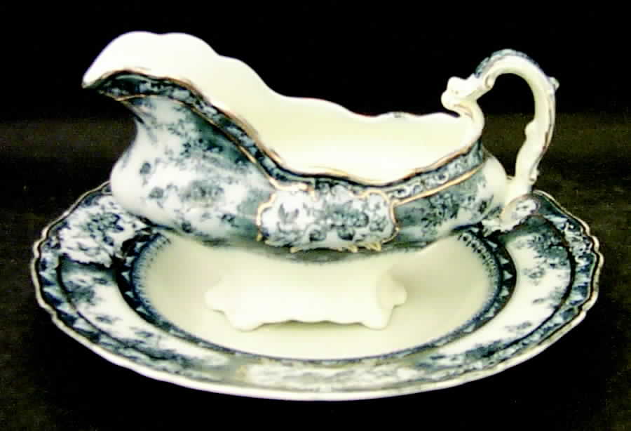 Phoebe Blue (Gold Accents, Gold Trim) Gravy Boat by Wedgwood-1