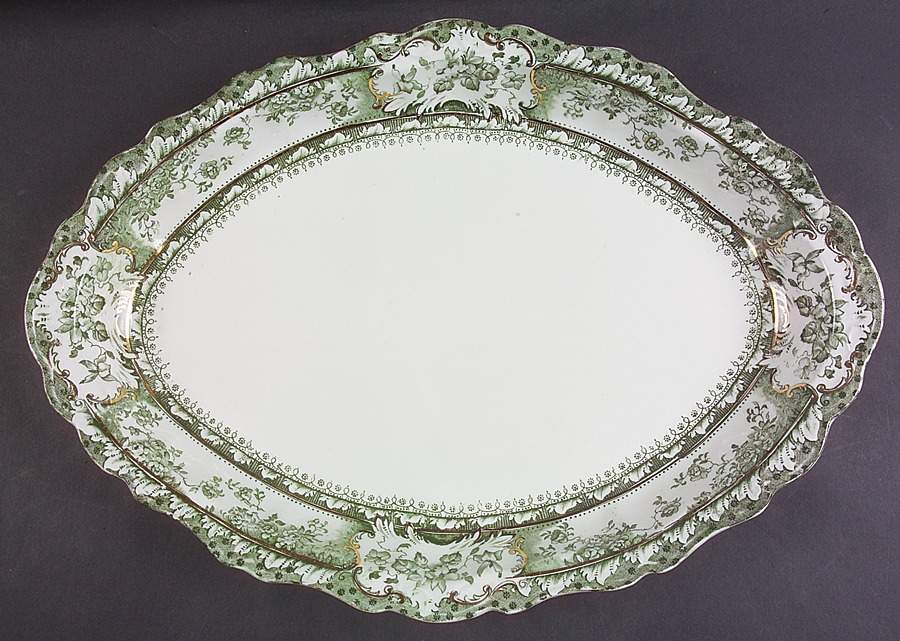 Phoebe Blue Green (Gold Accents, No Trim) 16" Oval Serving Platter by Wedgwood-1