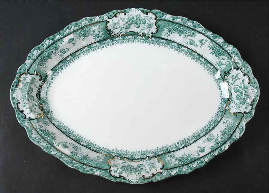Phoebe Blue Green (Gold Accents, No Trim) 11" Oval Serving Platter by Wedgwood-1