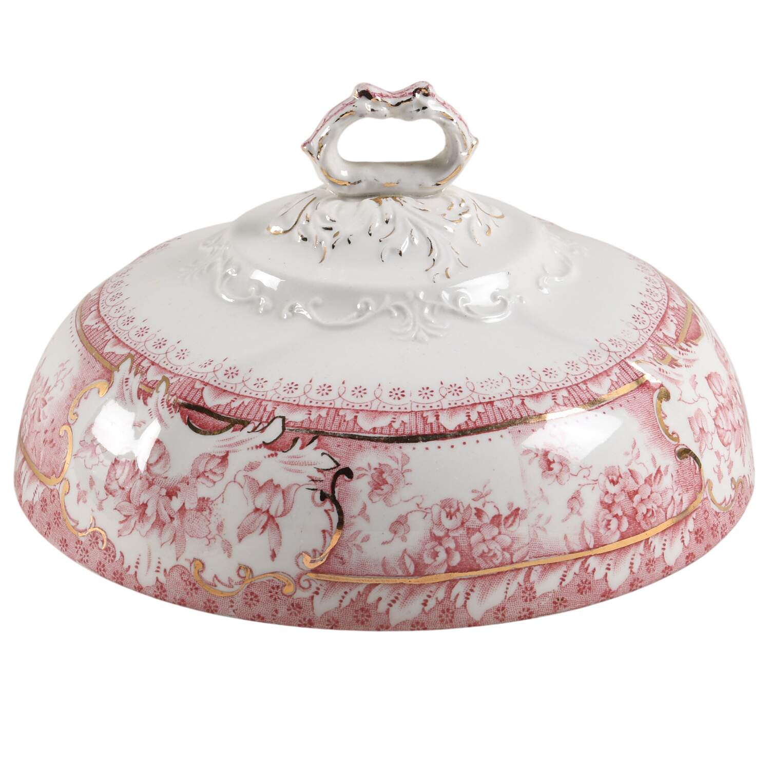 Phoebe Pink (Gold Accents, No Trim) Lid for Round Butter by Wedgwood-1