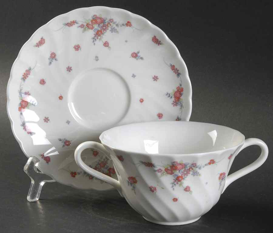 Picardy Flat Cream Soup Bowl & Saucer Set by Wedgwood-1