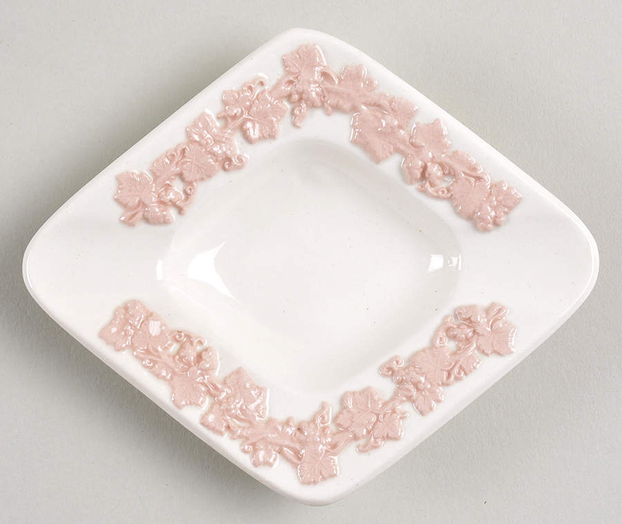 Pink On Cream Color (Plain edge) 4" Ashtray by Wedgwood-1