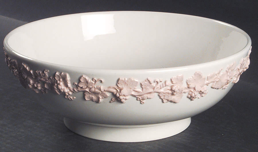 Pink On Cream Color (Plain edge) 10" Large Salad Serving Bowl by Wedgwood-1