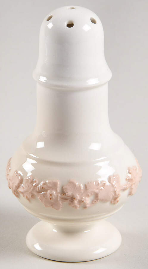 Pink On Cream Color (Plain edge) Salt Shaker by Wedgwood-1