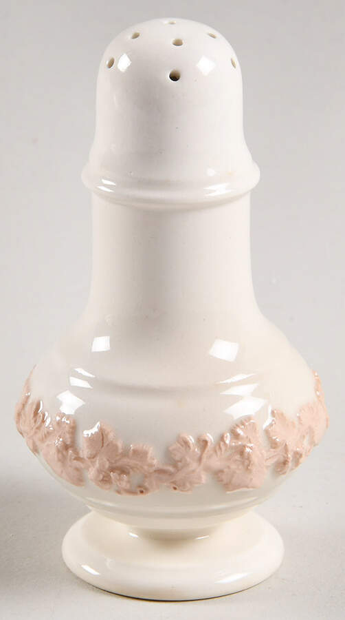 Pink On Cream Color (Plain edge) Pepper Shaker by Wedgwood-1