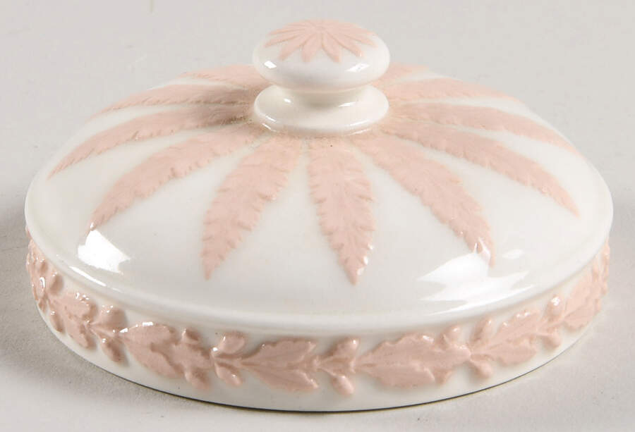 Pink On Cream Color (Plain edge) Lid for Olympus Jar by Wedgwood-1