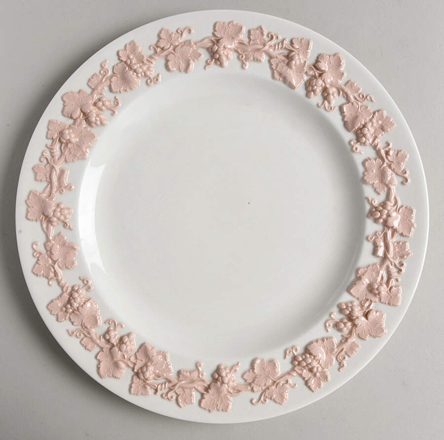 Pink On Cream Color (Plain edge) Dinner Plate by Wedgwood-1