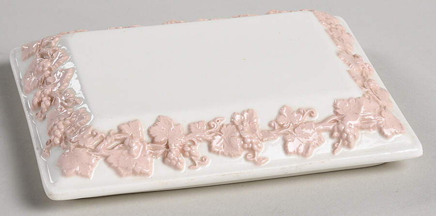 Pink On Cream Color (Plain edge) Lid for Cigarette Box by Wedgwood-1