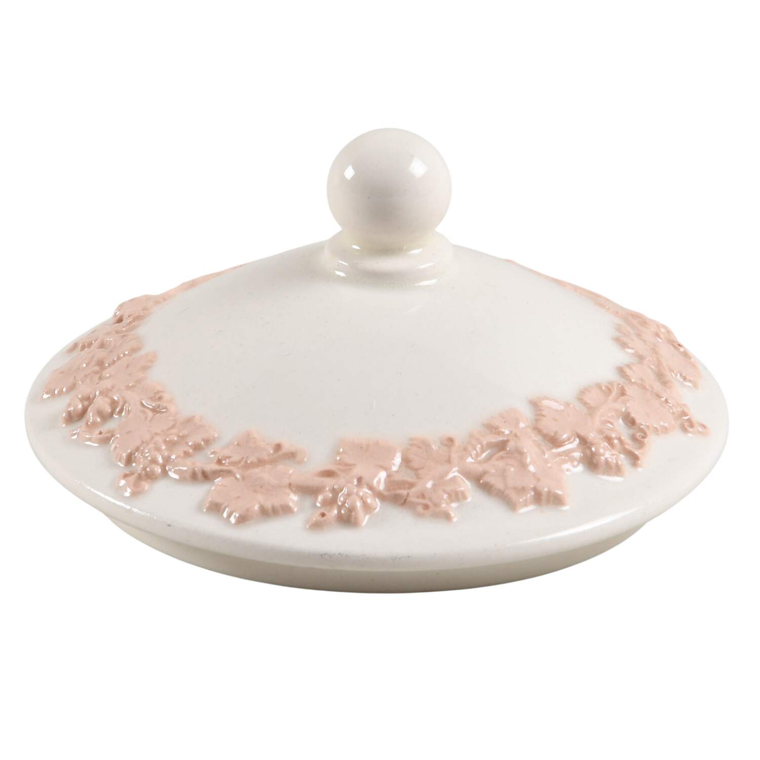 Pink On Cream Color (Plain edge) Lid for Sugar Bowl by Wedgwood-1