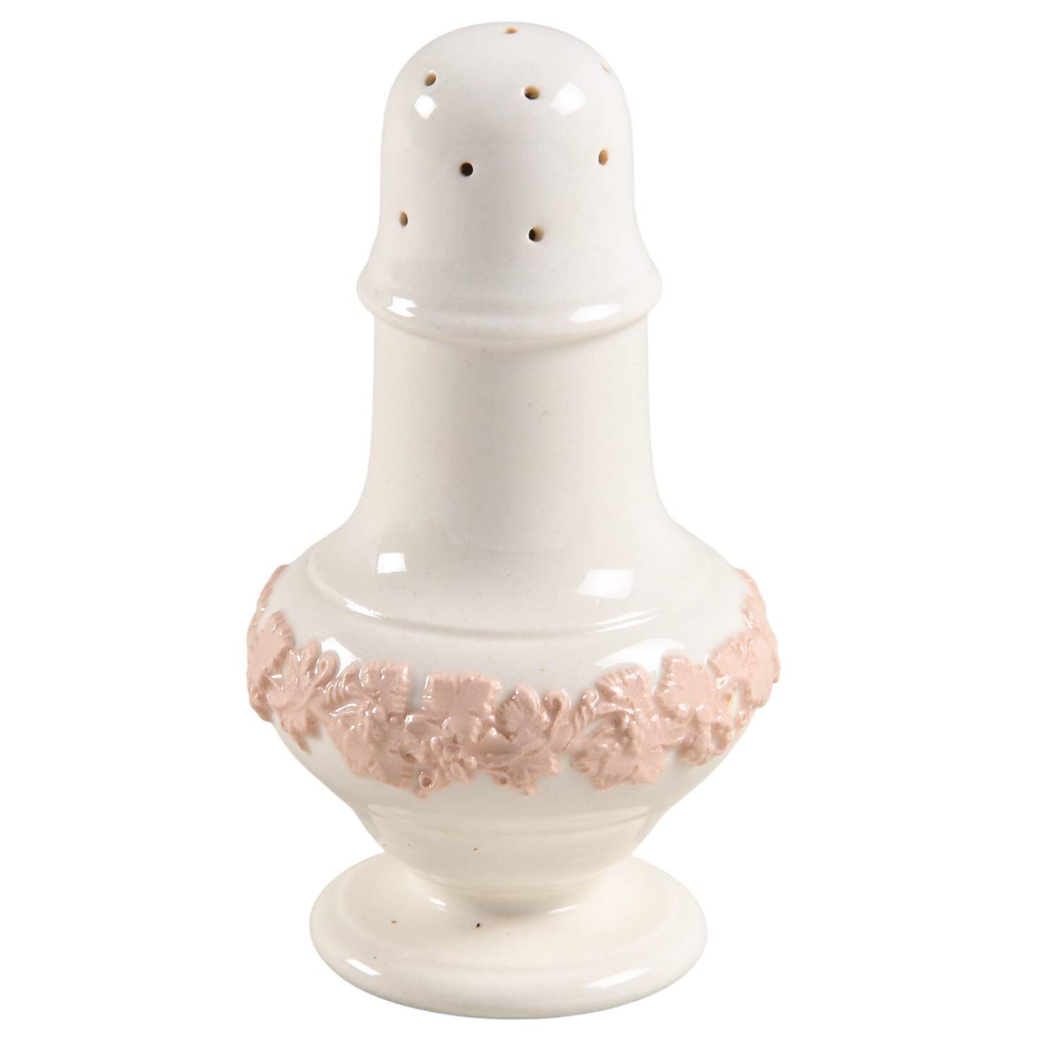 Pink On Cream Color (Plain edge) Salt Shaker by Wedgwood-1