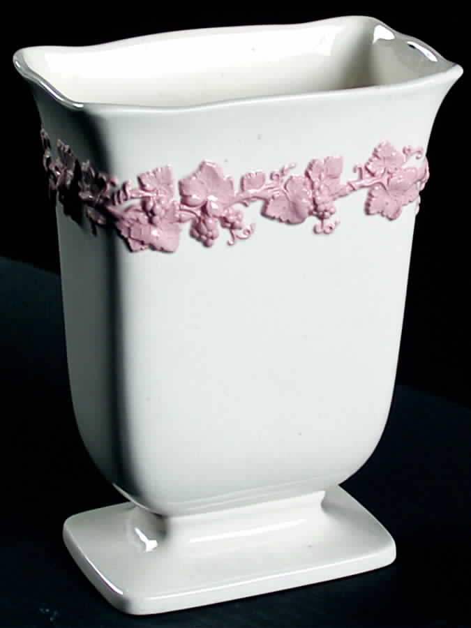 Pink On Cream Color (Plain edge) 7" Vase by Wedgwood-1