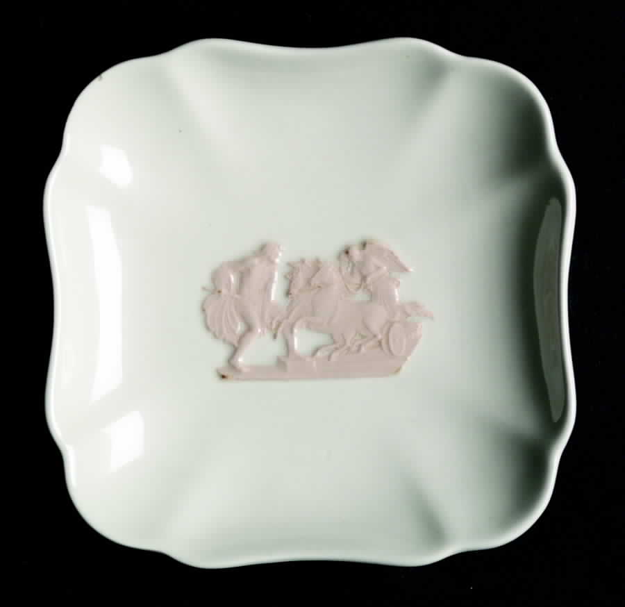 Pink On Cream Color (Plain edge) Nut Dish by Wedgwood-1