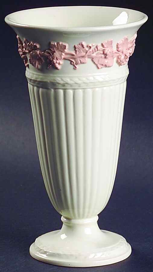 Pink On Cream Color (Plain edge) 6" Vase by Wedgwood-1