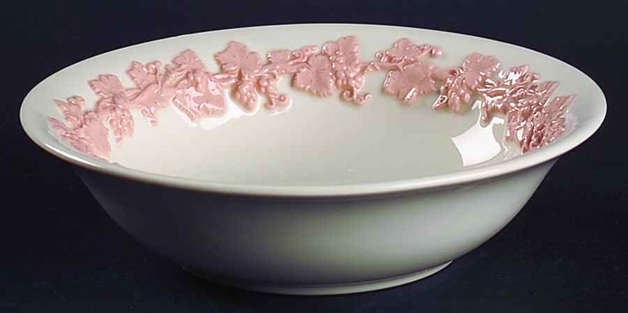 Pink On Cream Color (Plain edge) Coupe Cereal Bowl by Wedgwood-1