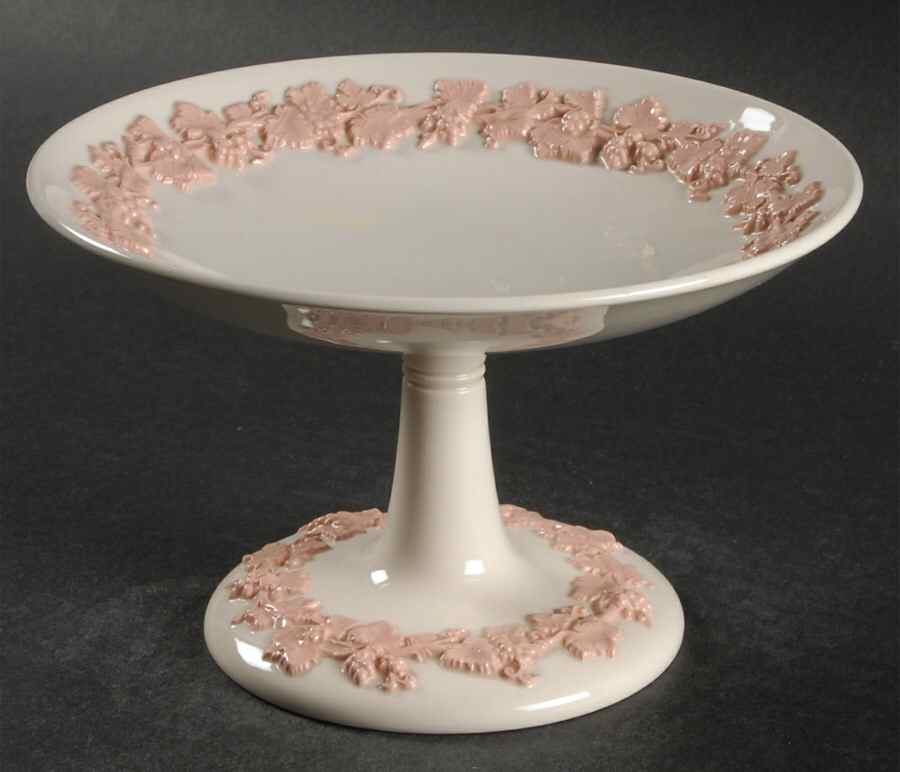Pink On Cream Color (Plain edge) Round Compote (Height X Width) by Wedgwood-1