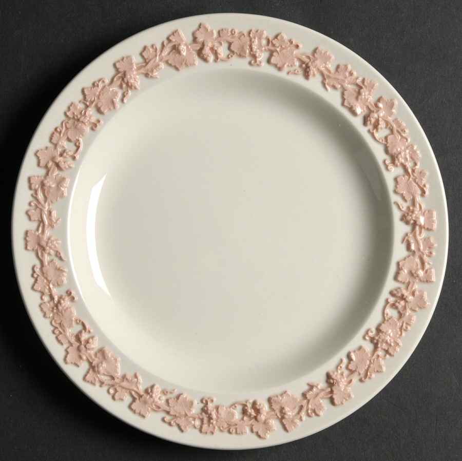 Pink On Cream Color (Plain edge) Dessert/Pie Plate by Wedgwood-1