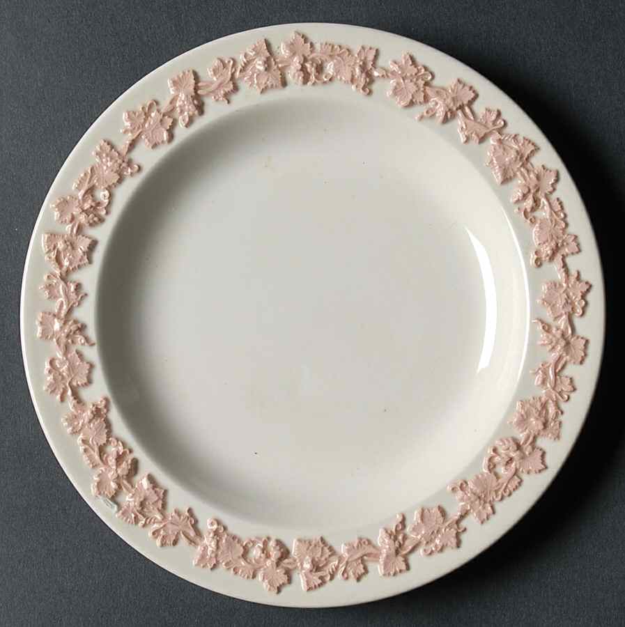 Pink On Cream Color (Plain edge) Bread & Butter Plate by Wedgwood-1