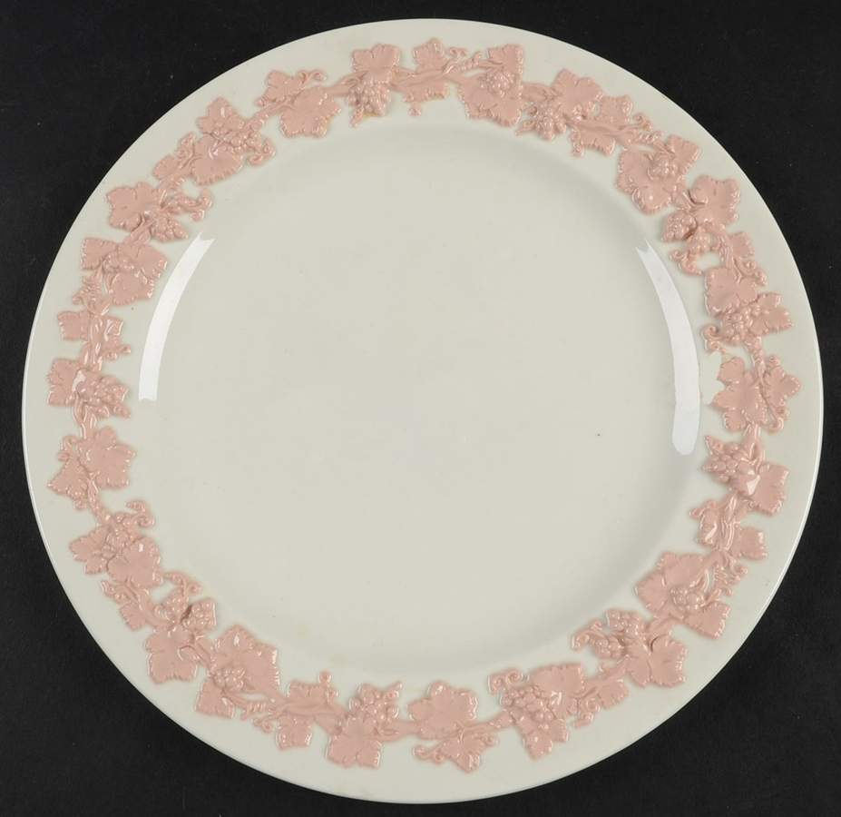 Pink On Cream Color (Plain edge) Luncheon Plate by Wedgwood-1