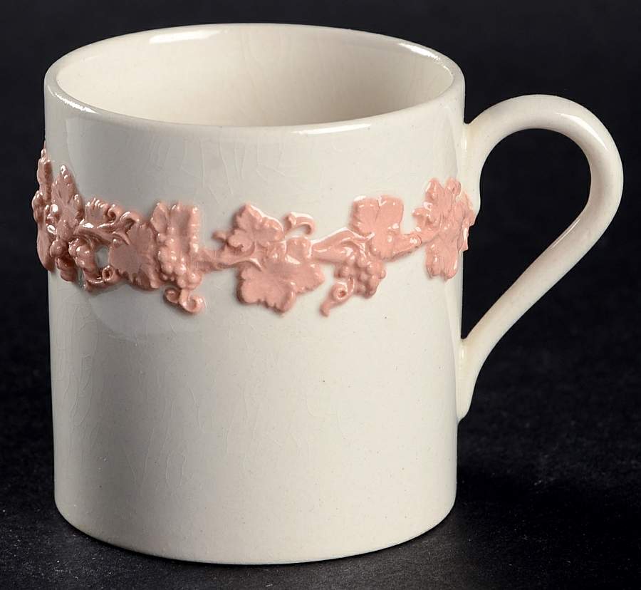 Pink On Cream Color (Plain edge) Flat Demitasse Cup by Wedgwood-1