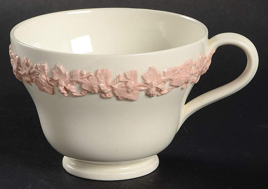 Pink On Cream Color (Plain edge) Footed Cup by Wedgwood-1