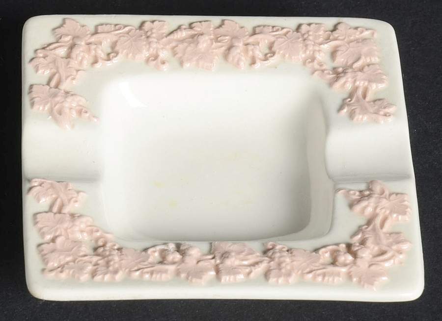 Pink On Cream Color (Plain edge) Square Ashtray by Wedgwood-1