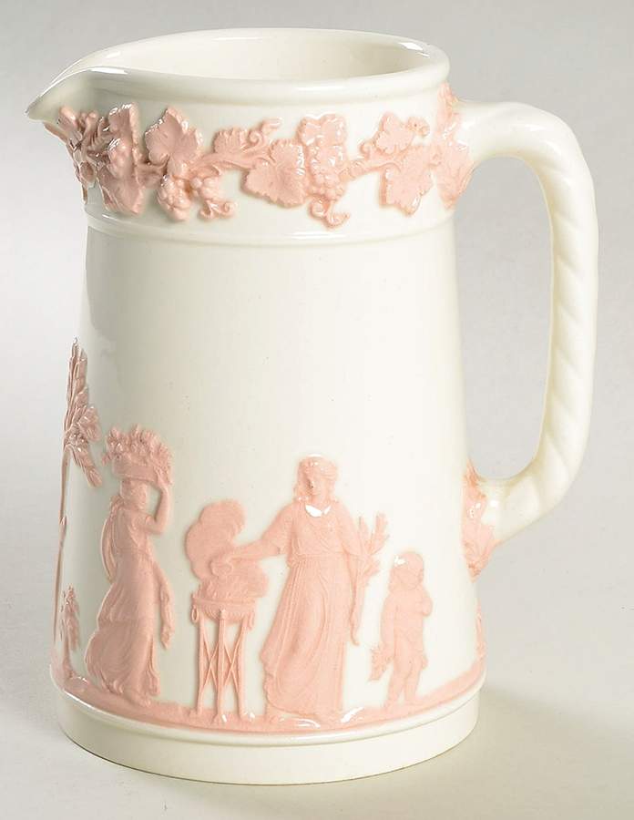 Pink On Cream Color (Plain edge) 16 Oz Pitcher by Wedgwood-1