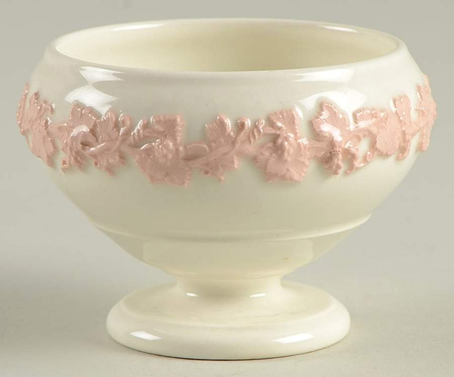 Pink On Cream Color (Plain edge) Master Salt Dip by Wedgwood-1