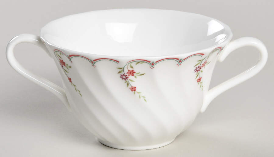 Pink Garland Flat Cream Soup Bowl by Wedgwood-1