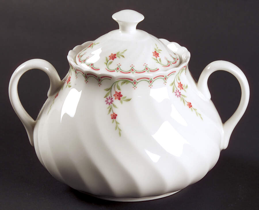 Pink Garland Sugar Bowl & Lid by Wedgwood-1