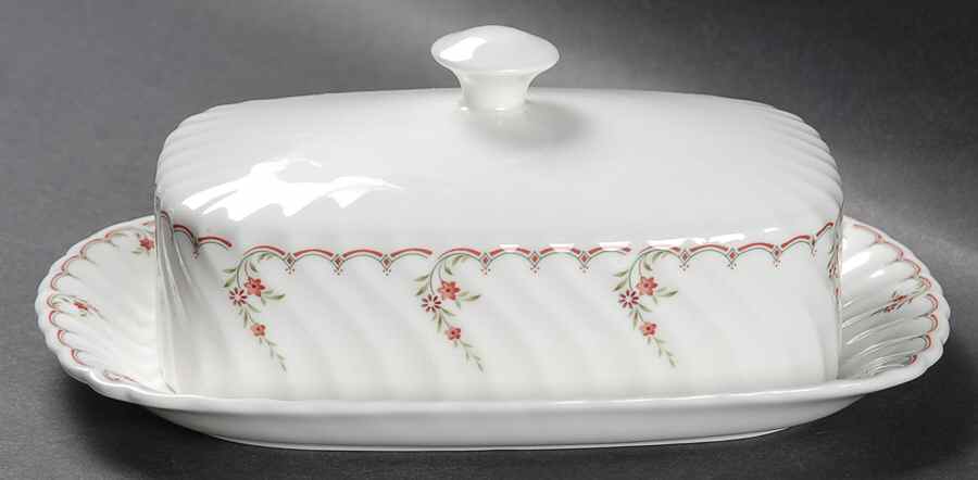 Pink Garland Rectangular Covered Butter by Wedgwood-1
