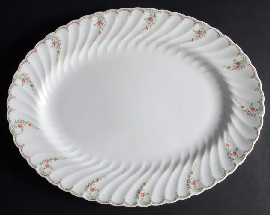 Pink Garland 15" Oval Serving Platter by Wedgwood-1