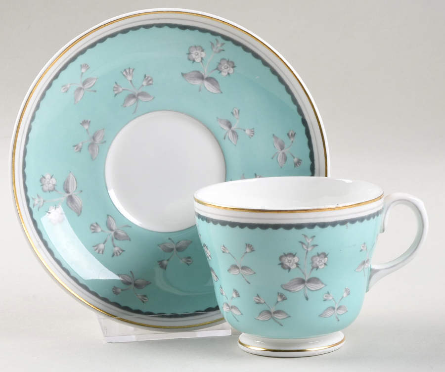 Pimpernel Blue Green Footed Cup & Saucer Set by Wedgwood-1