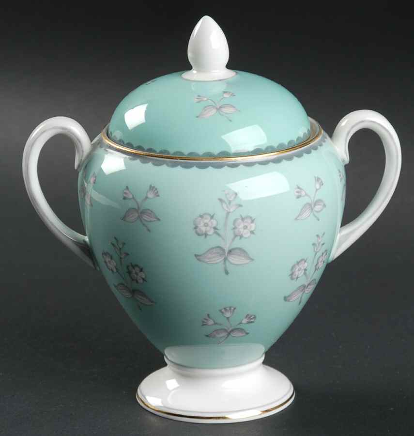 Pimpernel Blue Green Globe Shape Sugar Bowl & Lid by Wedgwood-1