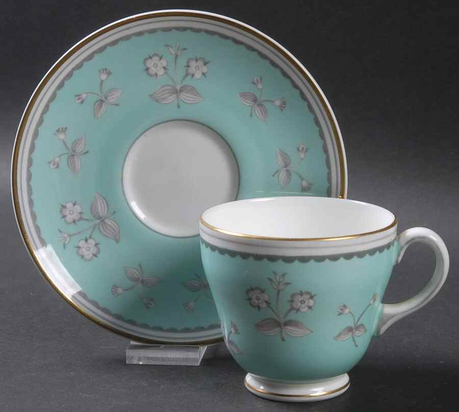 Pimpernel Blue Green Footed Demitasse Cup & Saucer Set by Wedgwood-1