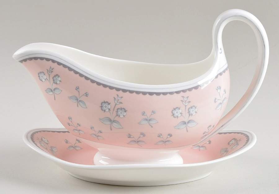 Pimpernel Pink Gravy Boat with Attached Underplate by Wedgwood-1